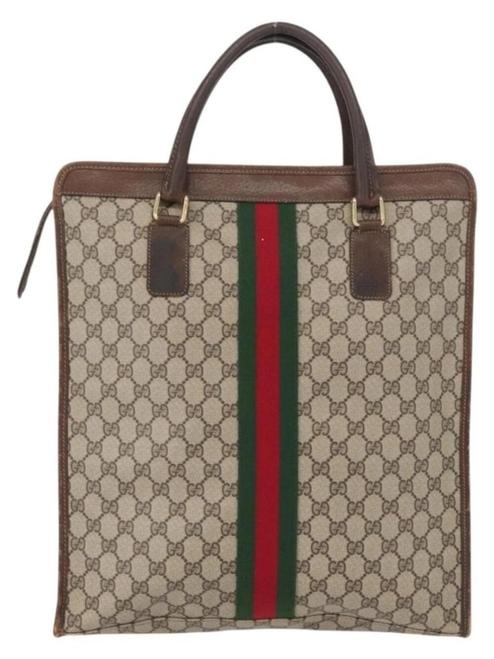 GUCCI GG Supreme Web Sherry Line Tote Bag PVC Beige Gold 010 378 Auth ep12692 - Picture 3 of 16